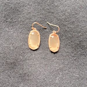 Kendra Scott rose gold drop earrings with neutral stone
